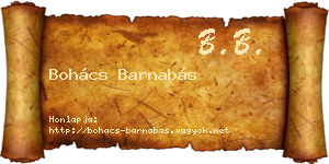 Bohács Barnabás névjegykártya